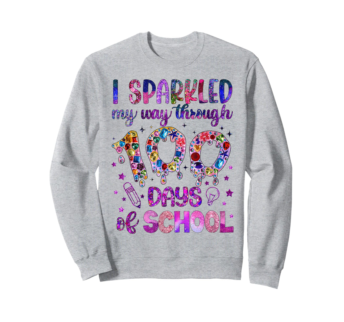 I Sparkled My Way Through 100 Days of School Funny Print T-Shirt