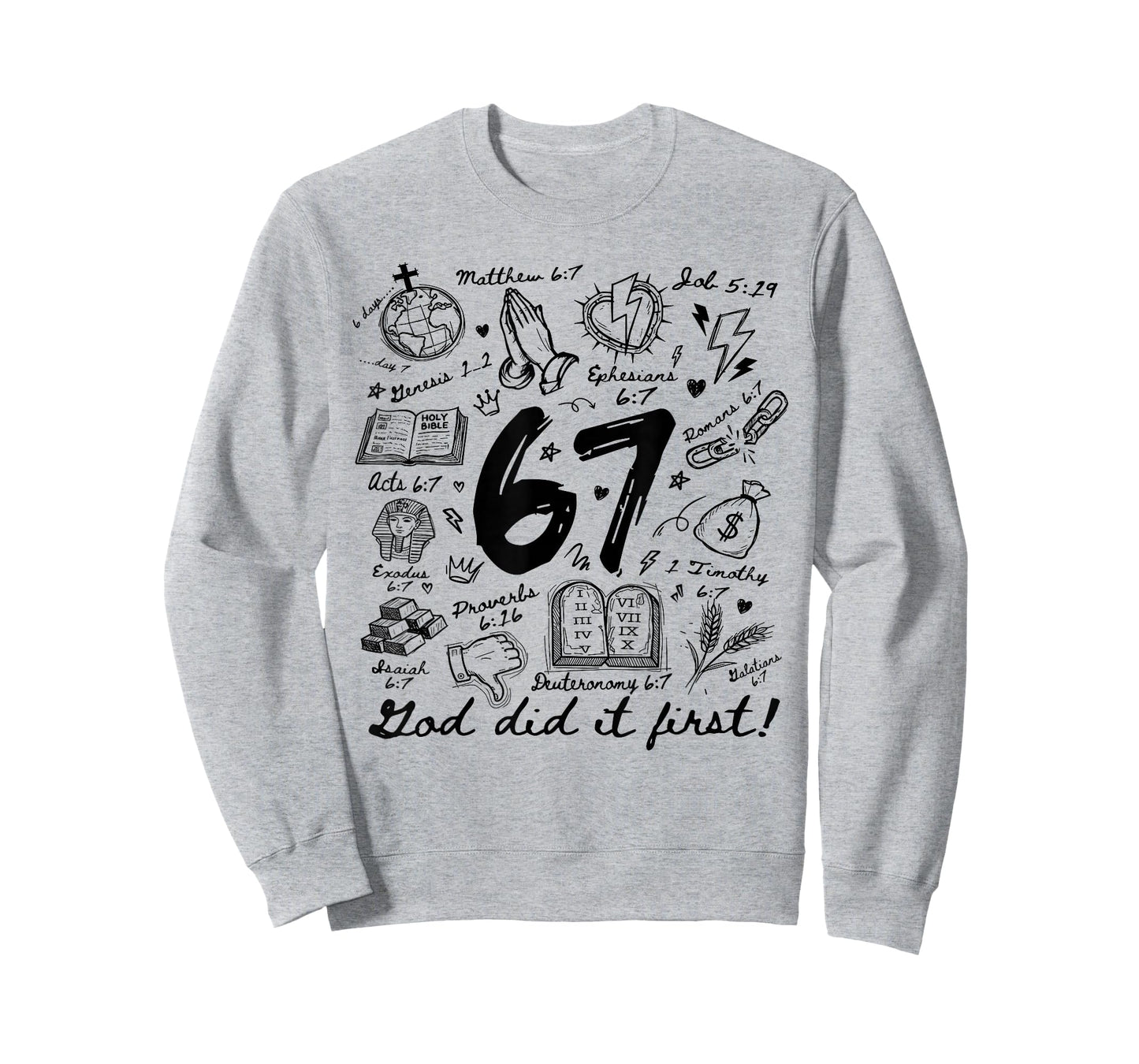 Vintage God Did It First 67 Six Seven Meme Christian Bible T-Shirt