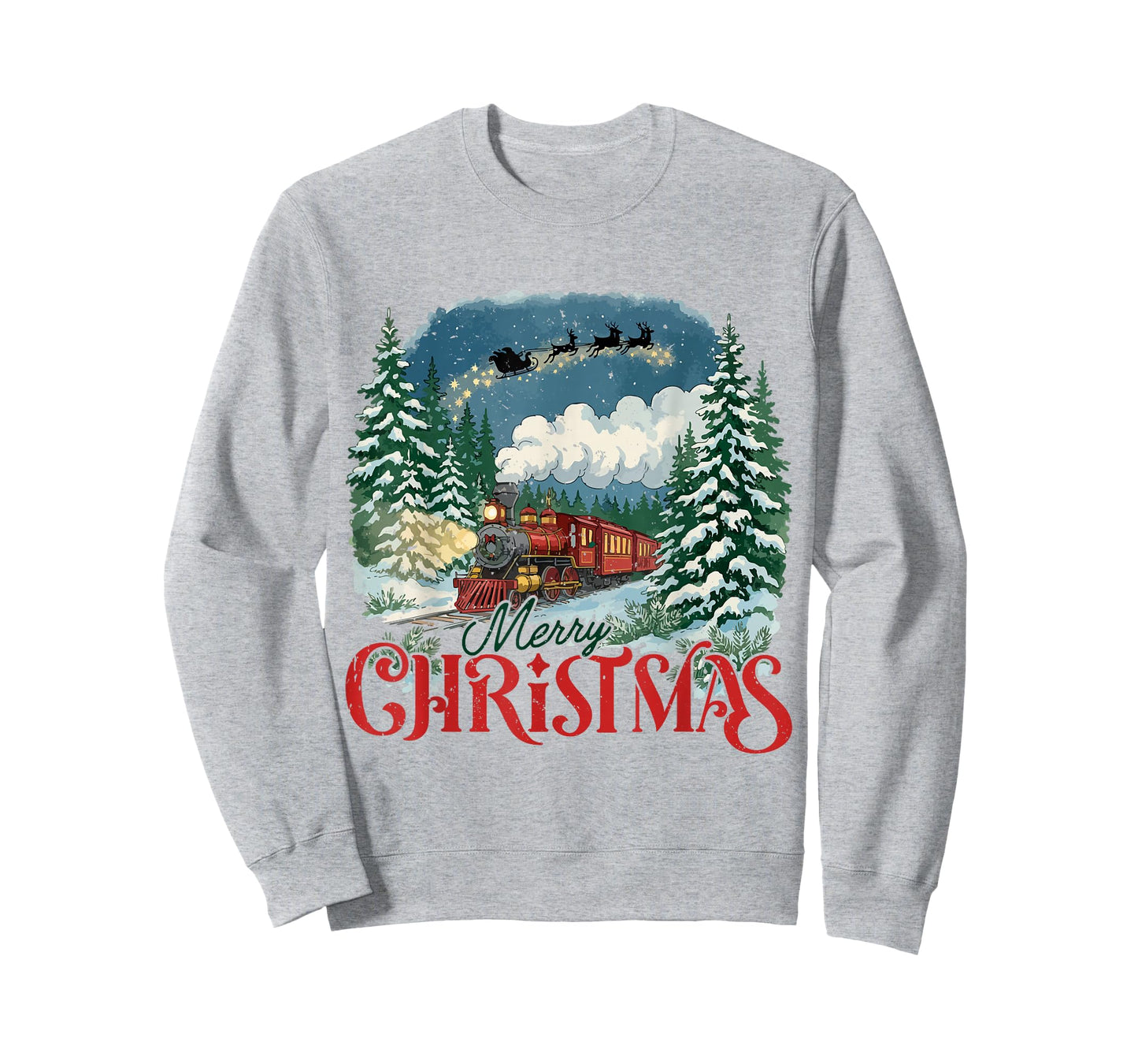 Merry Christmas Train to North Pole Xmas Santa’s Sleigh T-Shirt