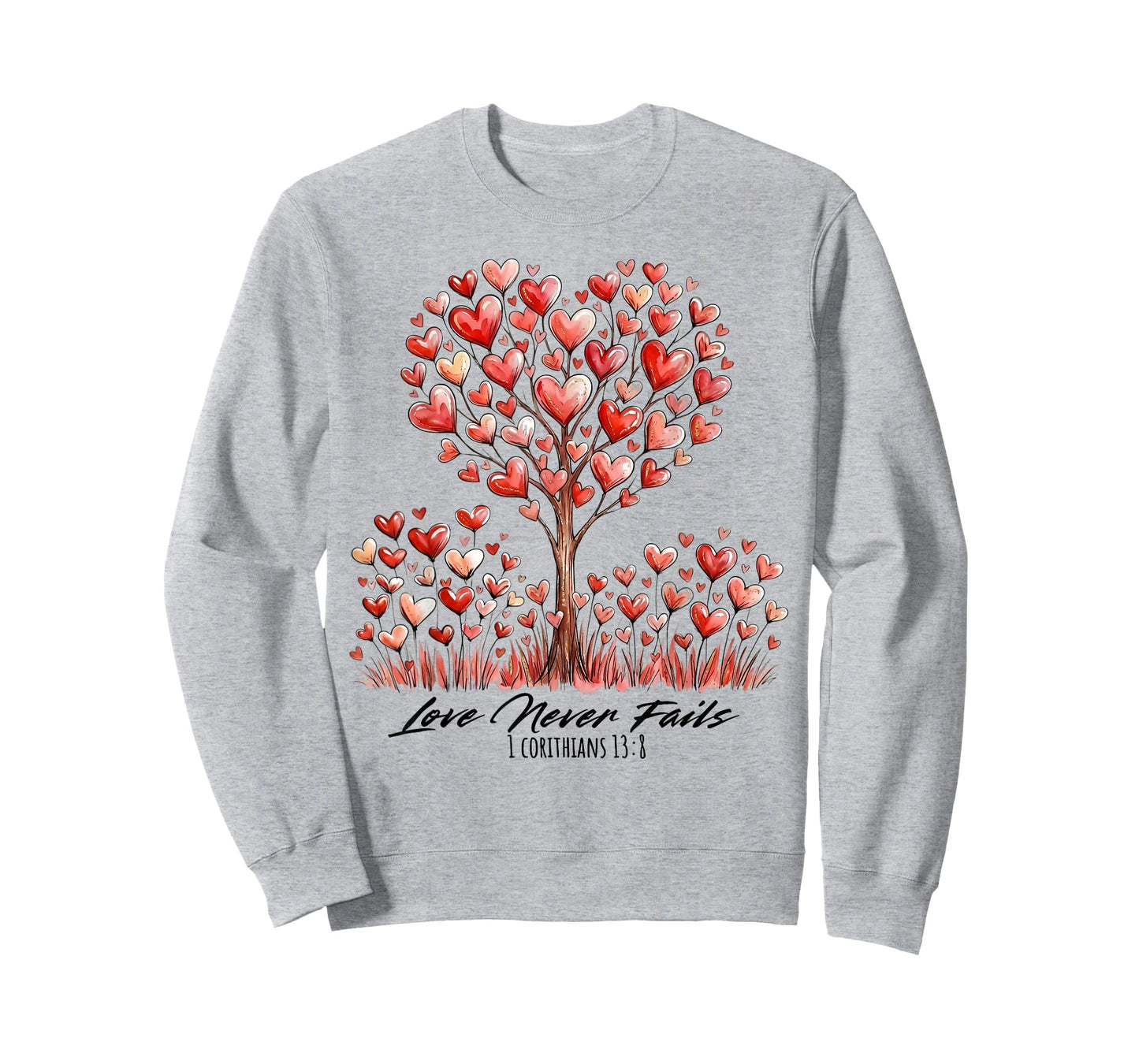 Love Never Fails 1 Corinthians 13:8 Heart Tree T-Shirt