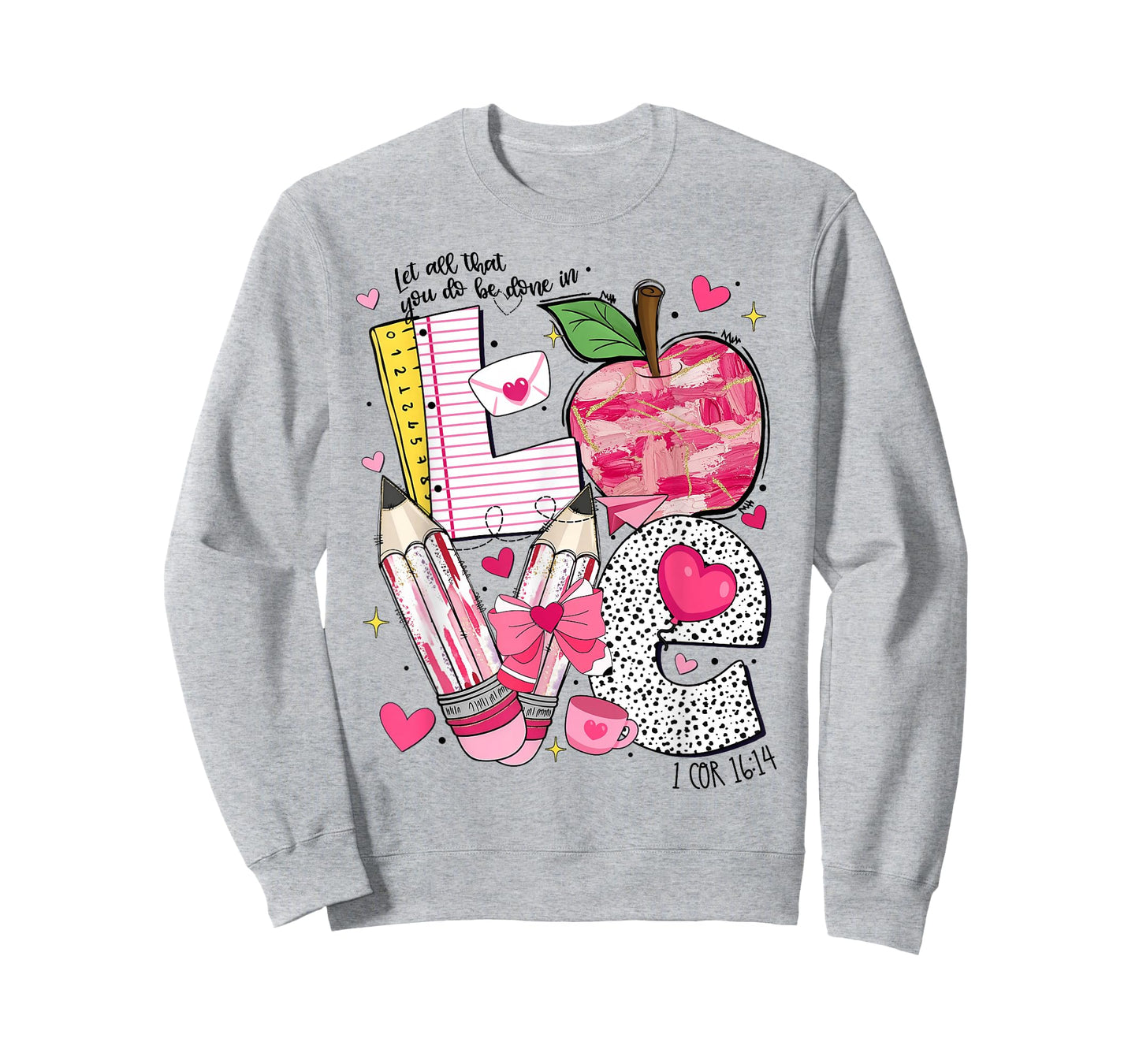 Valentine Let All That You Do Be Done in Love Heart Bow T-Shirt