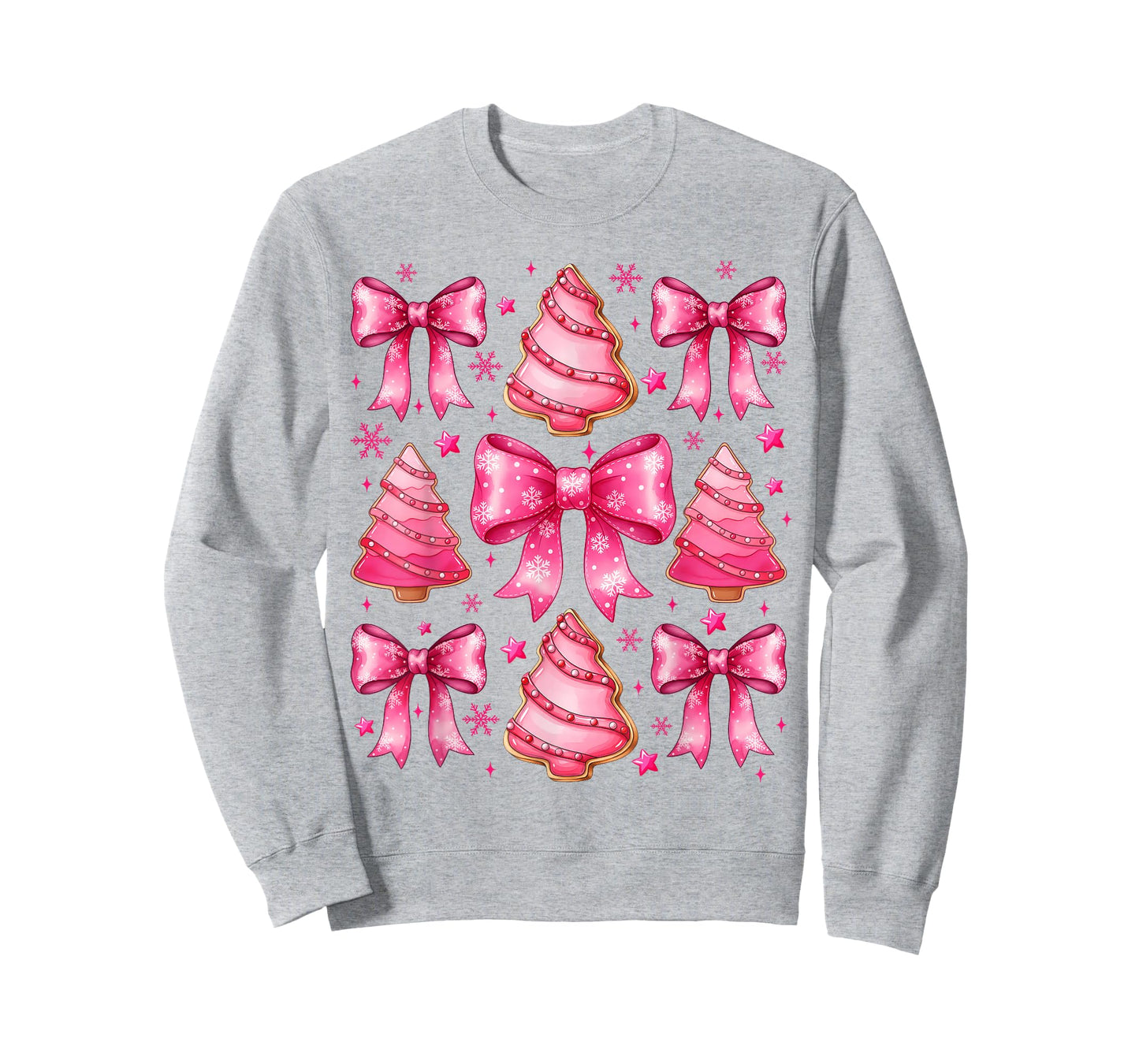 Pink Christmas Tree Shirt Cute Xmas Bow Women Girls T-Shirt