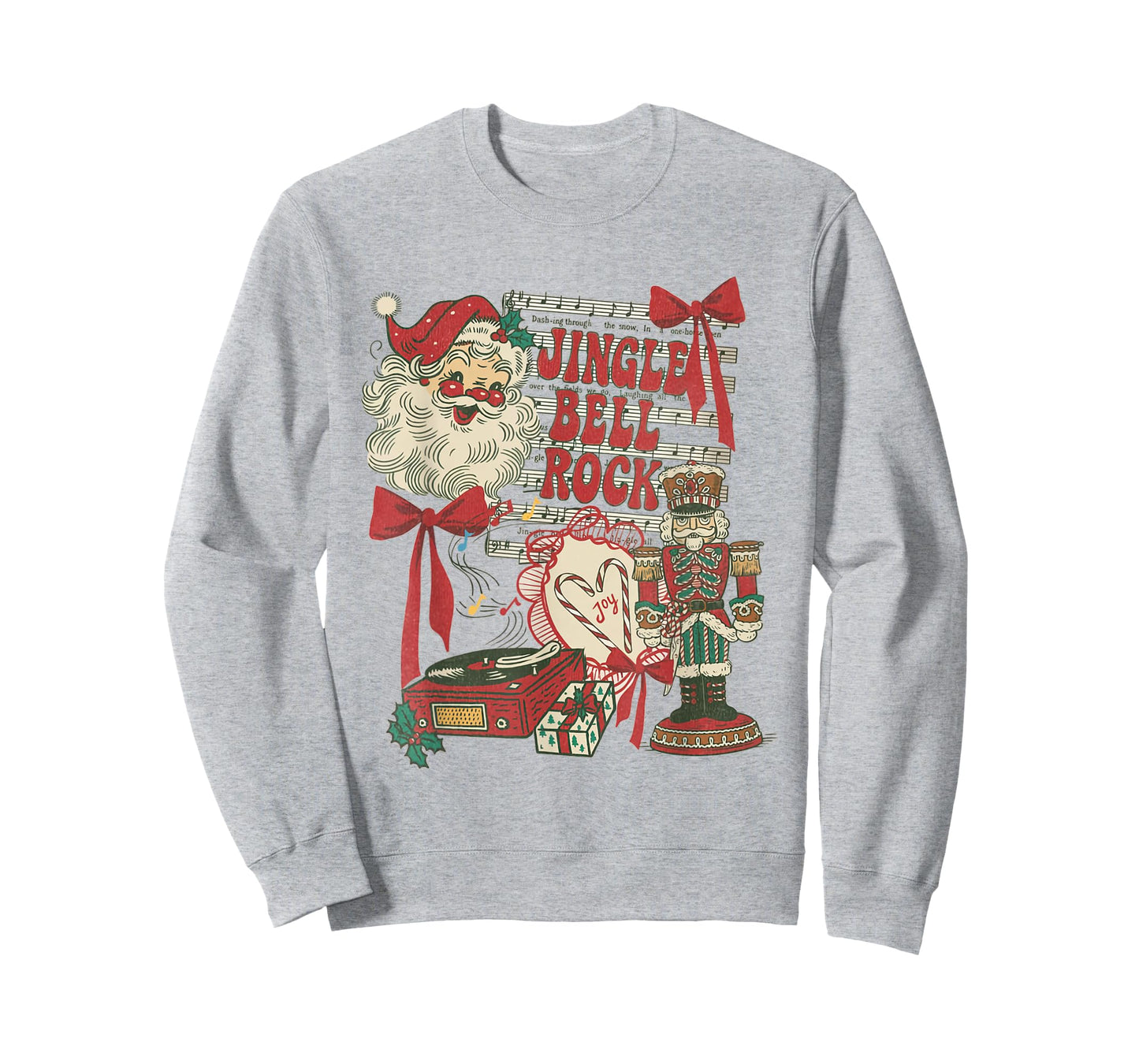 Vintage Funny Retro Christmas Collage Jingle Bell Rock Santa T-Shirt