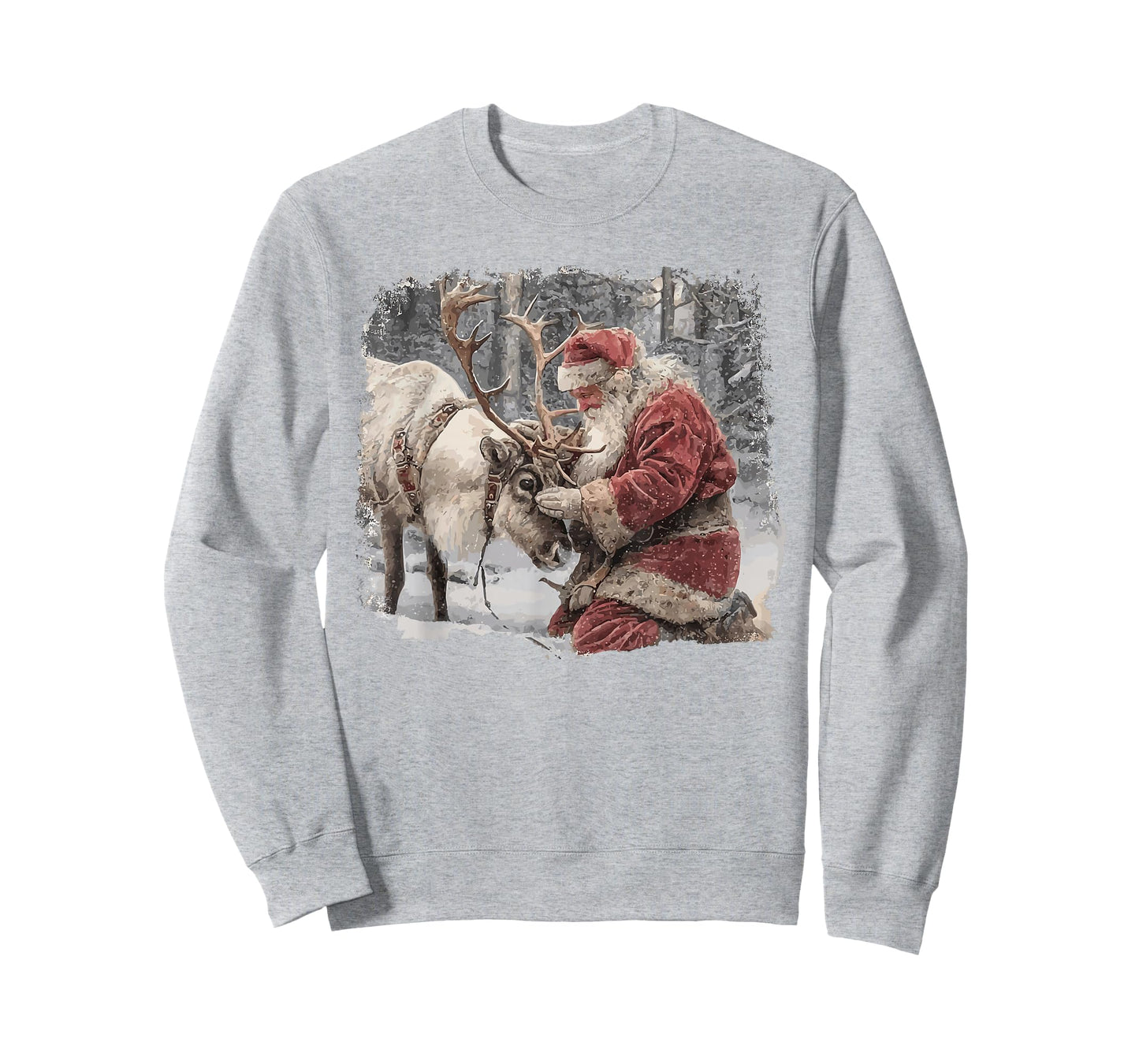 Vintage Santa Claus Santa and Reindeer Christmas Holiday Kid T-Shirt