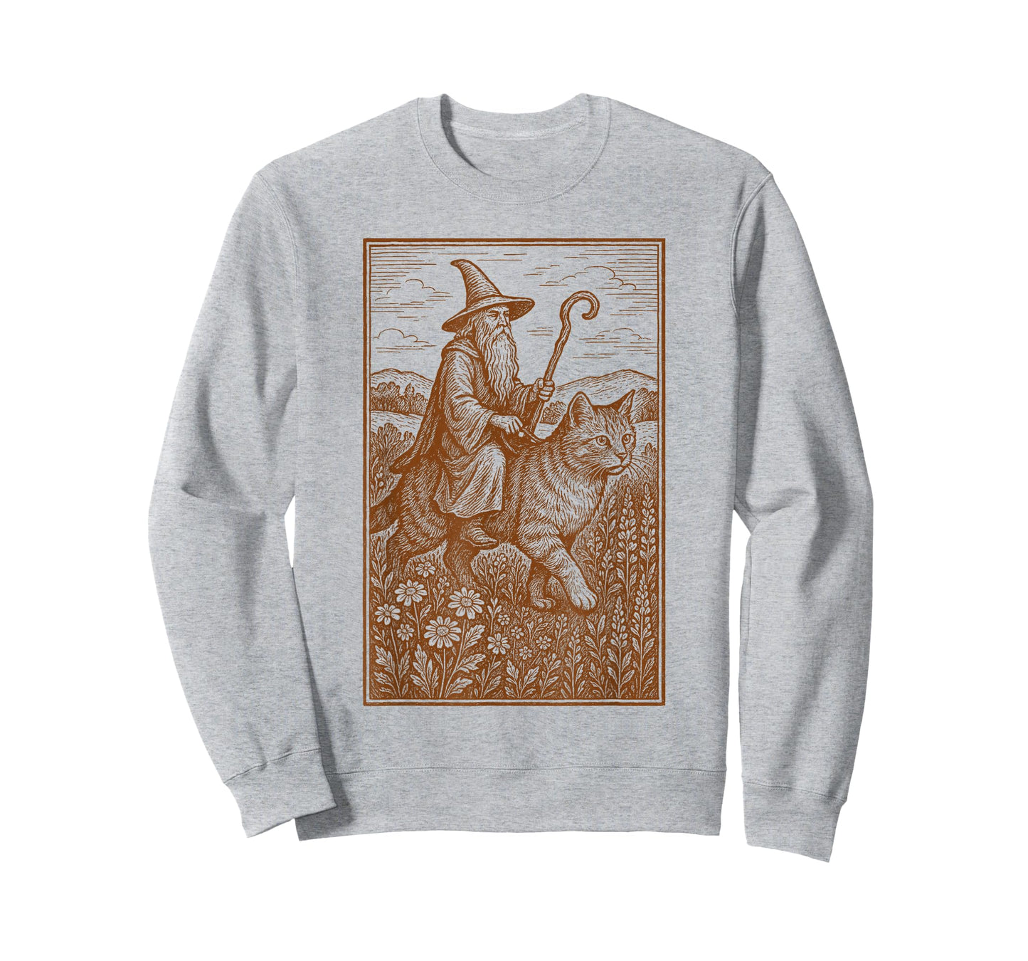 Wizard Riding Cat Castlecore Renaissance Medieval Fair T-Shirt