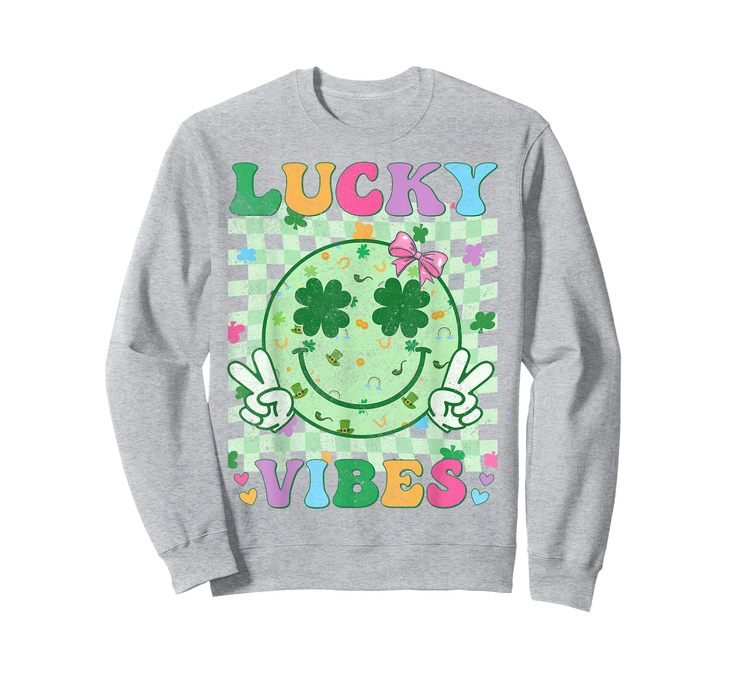 St Patricks Day Shirts Women Girls Kids Shamrock Lucky Vibes T-Shirt