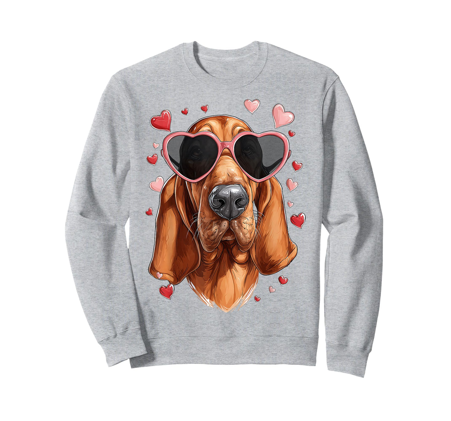 Bloodhound Dog Valentine's Day Heart Sunglasses T-Shirt