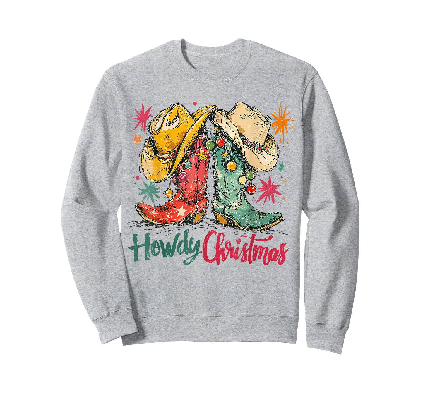 Howdy Christmas Western Cowgirl Boots Retro Country Holiday T-Shirt