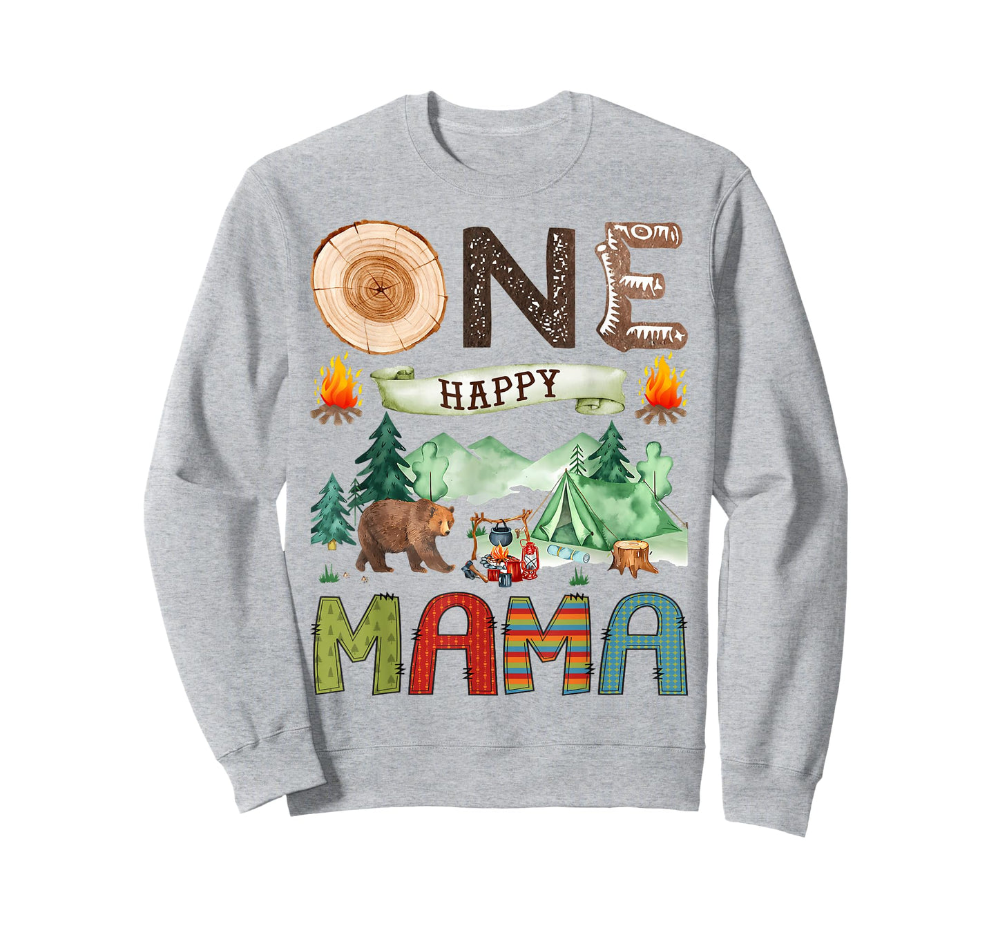 One Happy Mama Camper 1st Birthday Boy Camping Bear T-Shirt