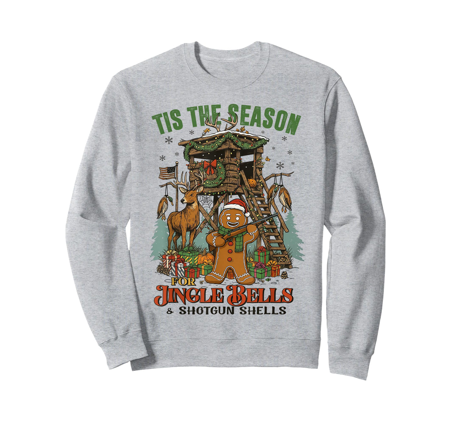 Tis The Season Reindeer Jingle Bells Vintage Shotgun-Shells T-Shirt