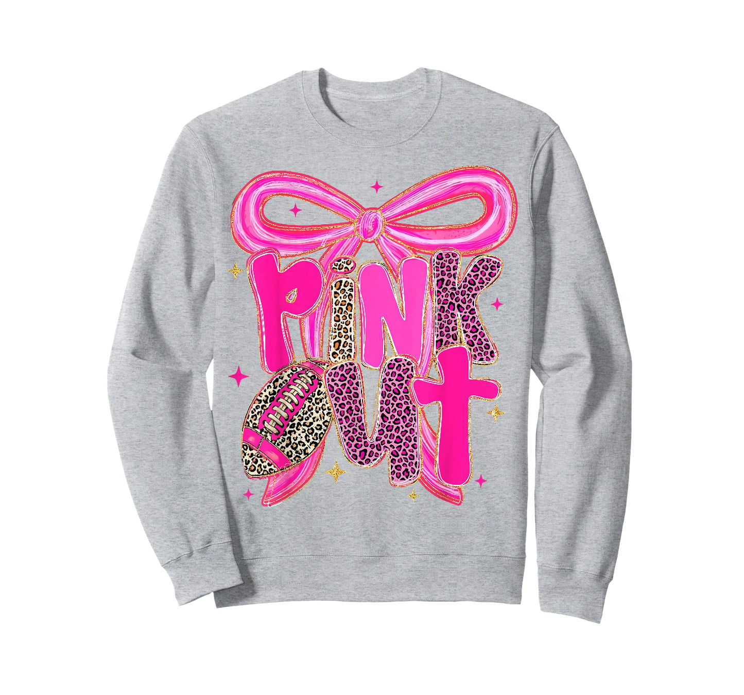 Pink Out Breast Cancer Awareness Football Bow Aesthetic T-Shirt