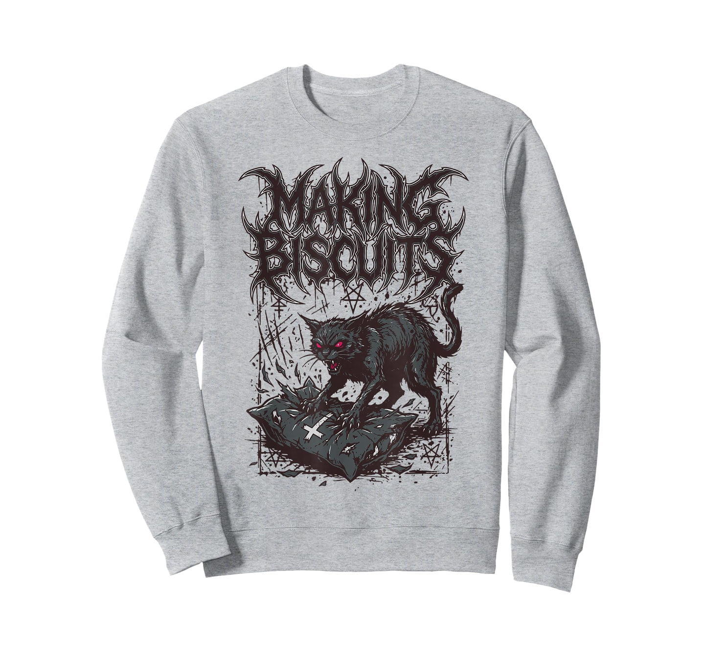 Death Metal Cat Making Biscuits Funny Heavy Metal T-Shirt