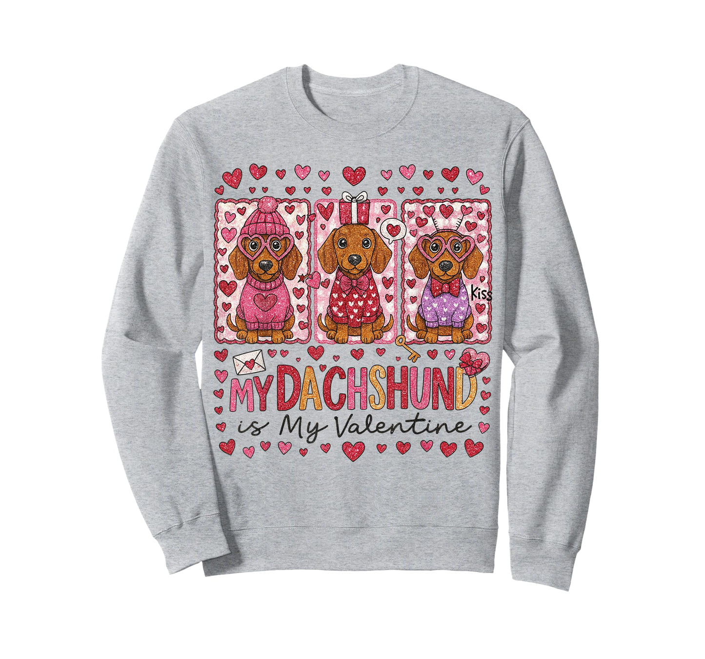 My Dachshund is My Valentine Dog Mom Coquette Heart T-Shirt