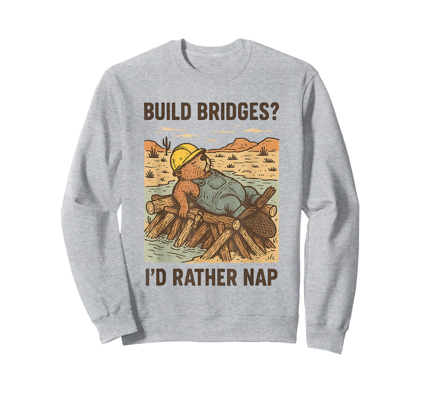 Nap Beaver Construction Funny Lazy Animal Humor Build Bridge T-Shirt