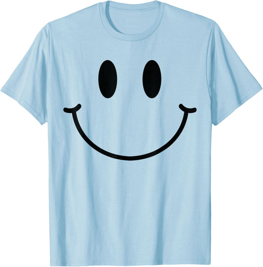 70s Yellow Smile Face Happy Smiling Face Funny Retro T-Shirt - T-Shirt | Light Blue