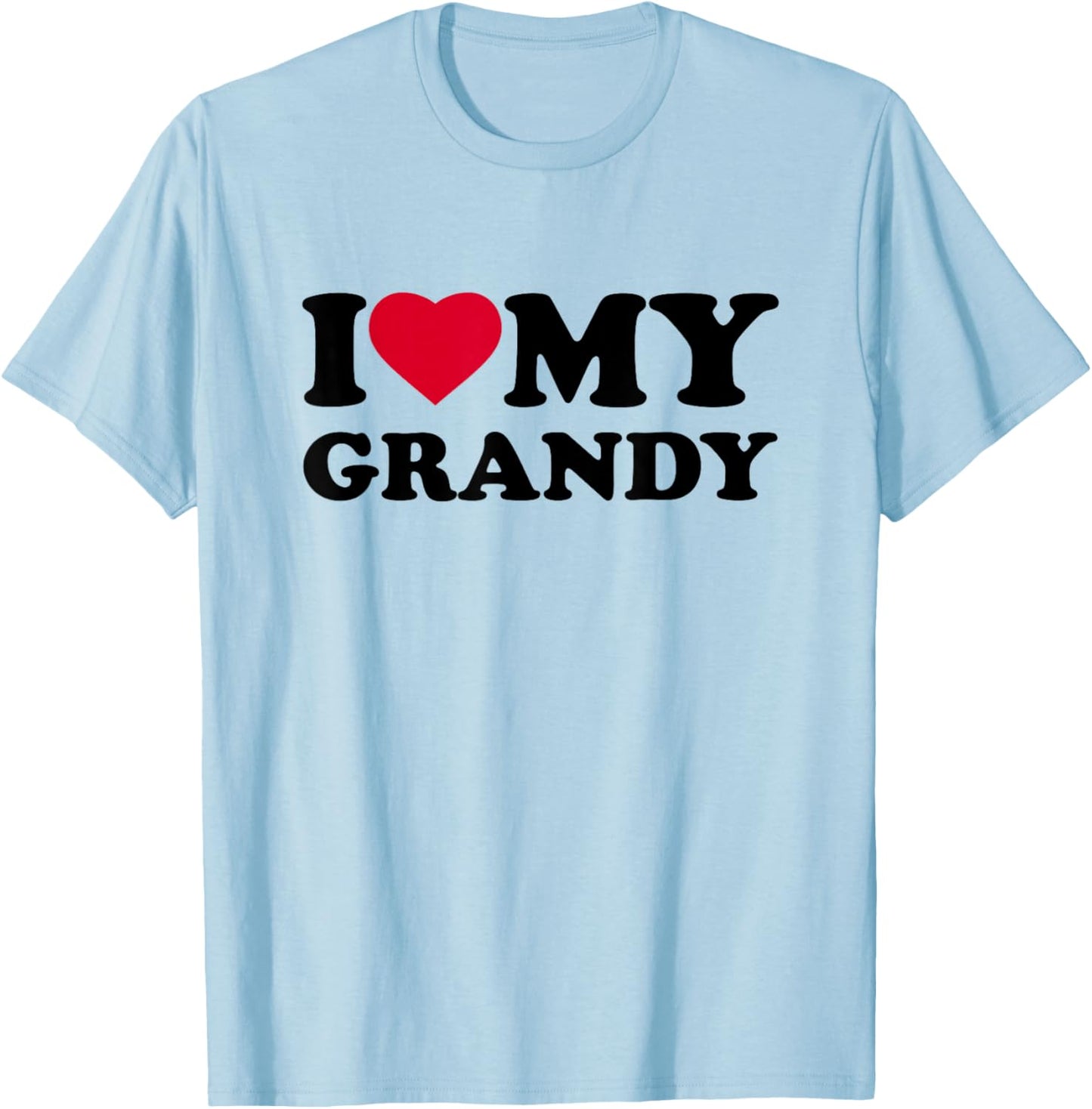 I Love My Grandy Heart Grandma Family T-Shirt - T-Shirt | Light Blue