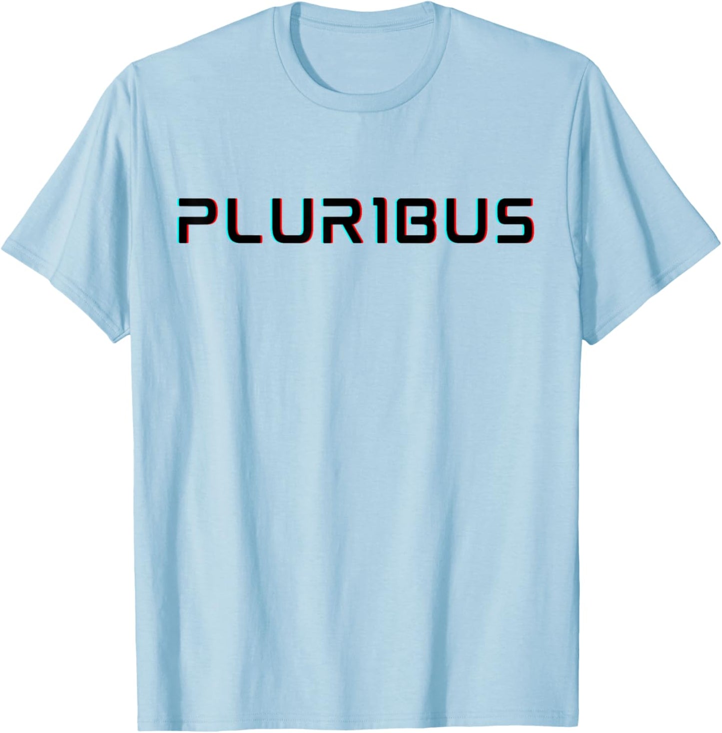 E Pluribus Unum Glitch Text Anaglyph Cyberpunk & Vaporwave T-Shirt - T-Shirt | Light Blue