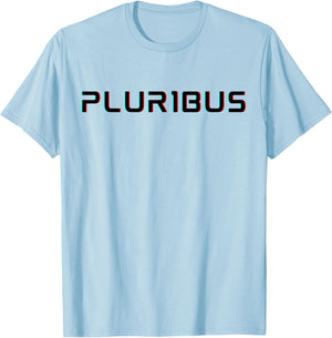 E Pluribus Unum Glitch Text Anaglyph Cyberpunk & Vaporwave T-Shirt - T-Shirt | Light Blue