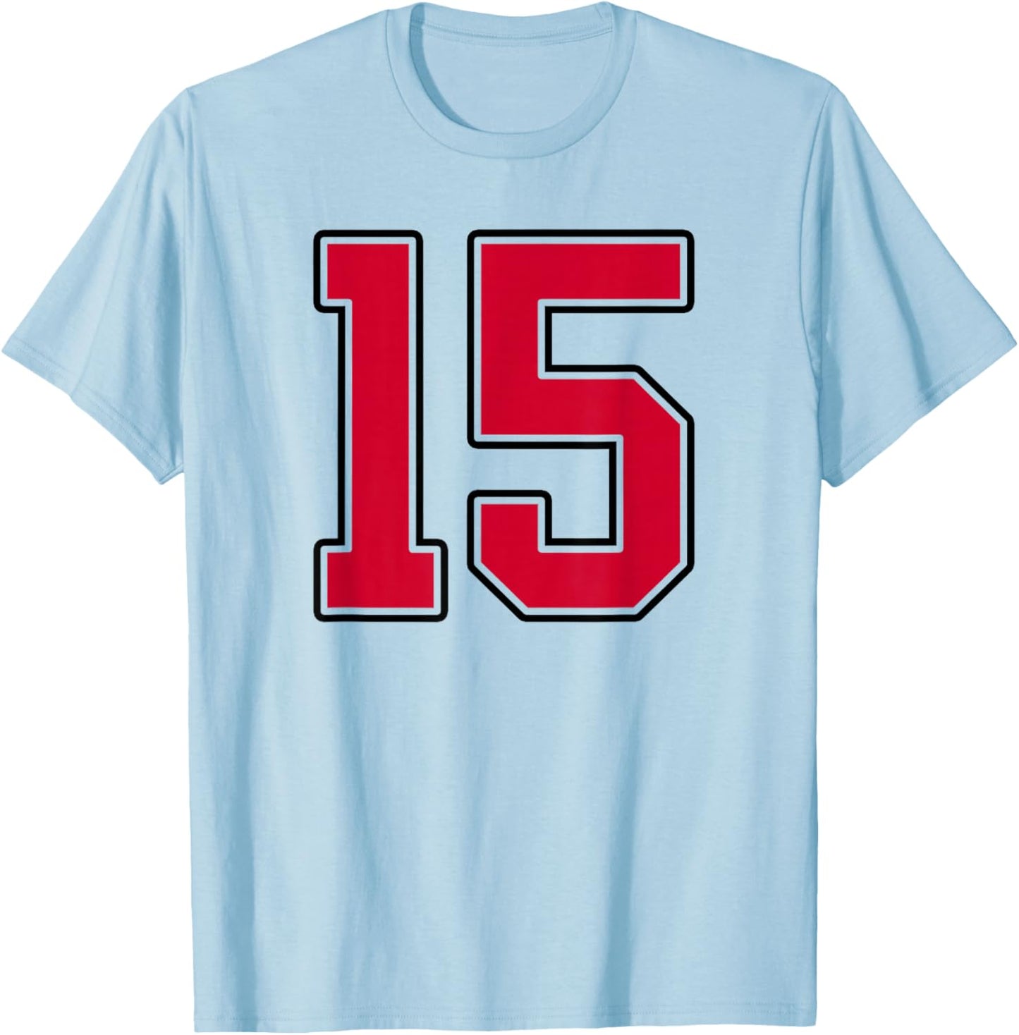 Red and Black Number 15 Jersey Player Uniform #15 T-Shirt - T-Shirt | Light Blue