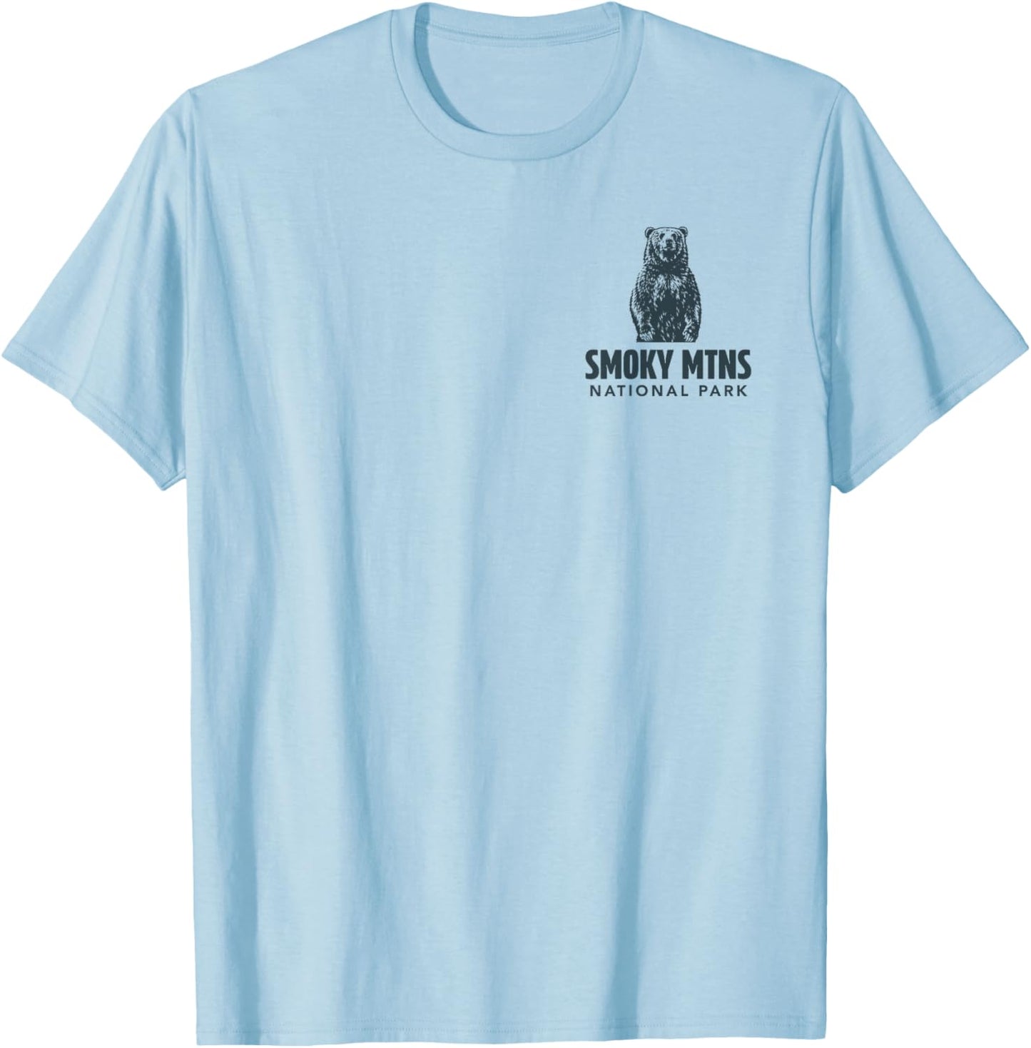 Great Smoky Mountains (Design on Front and Back) T-Shirt - T-Shirt | Light Blue