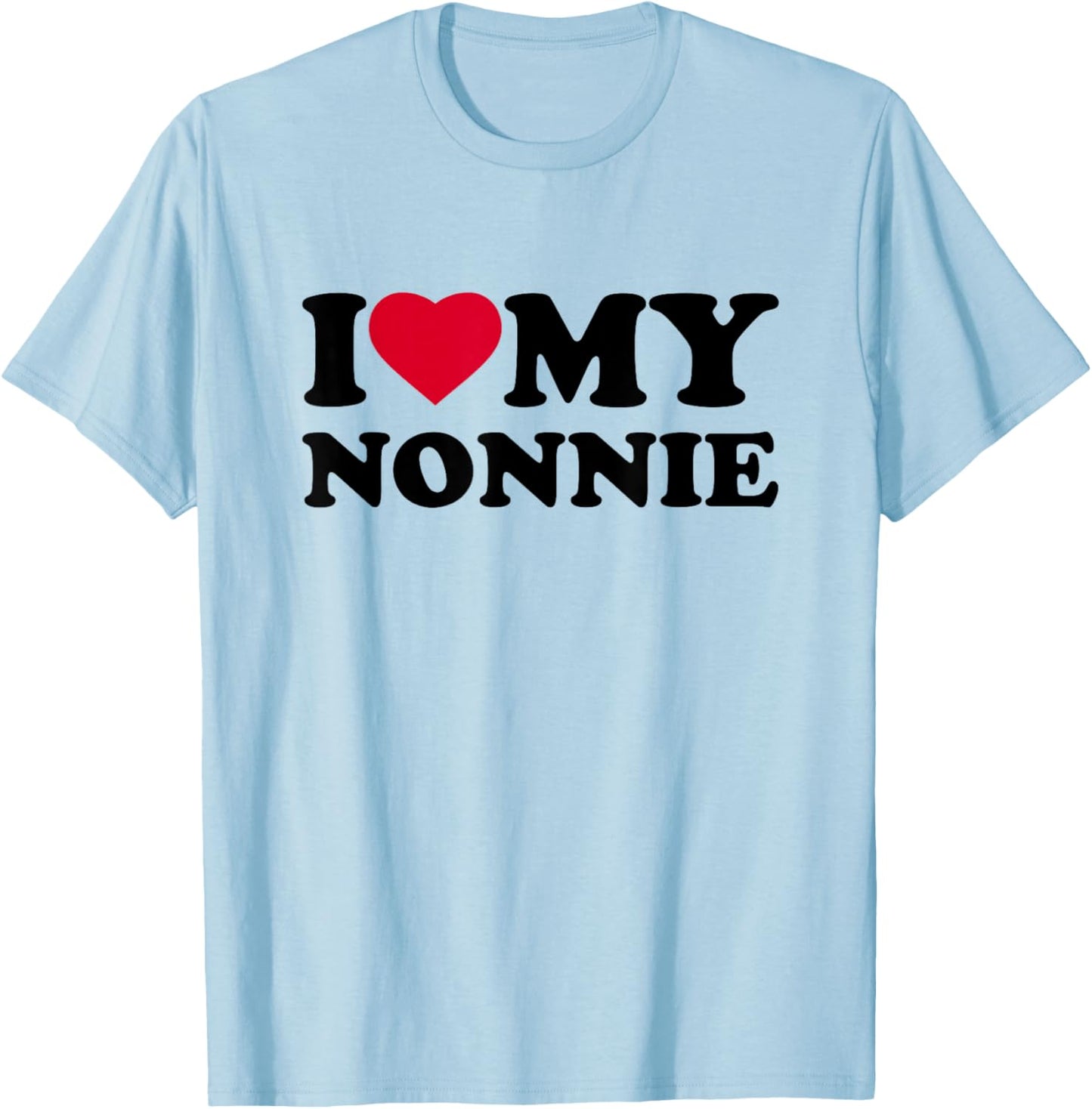 I Love My Nonnie Heart Grandma Family T-Shirt - T-Shirt | Light Blue