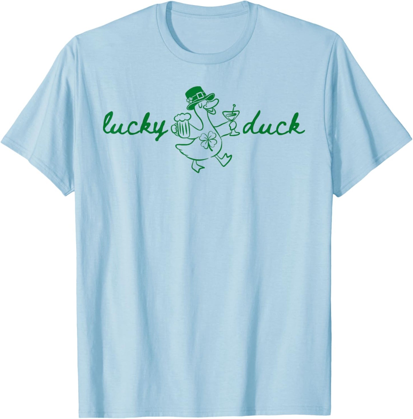St Patrick's Lucky Duck Saint Paddy's Day Irish Beer Martini T-Shirt - T-Shirt | Light Blue
