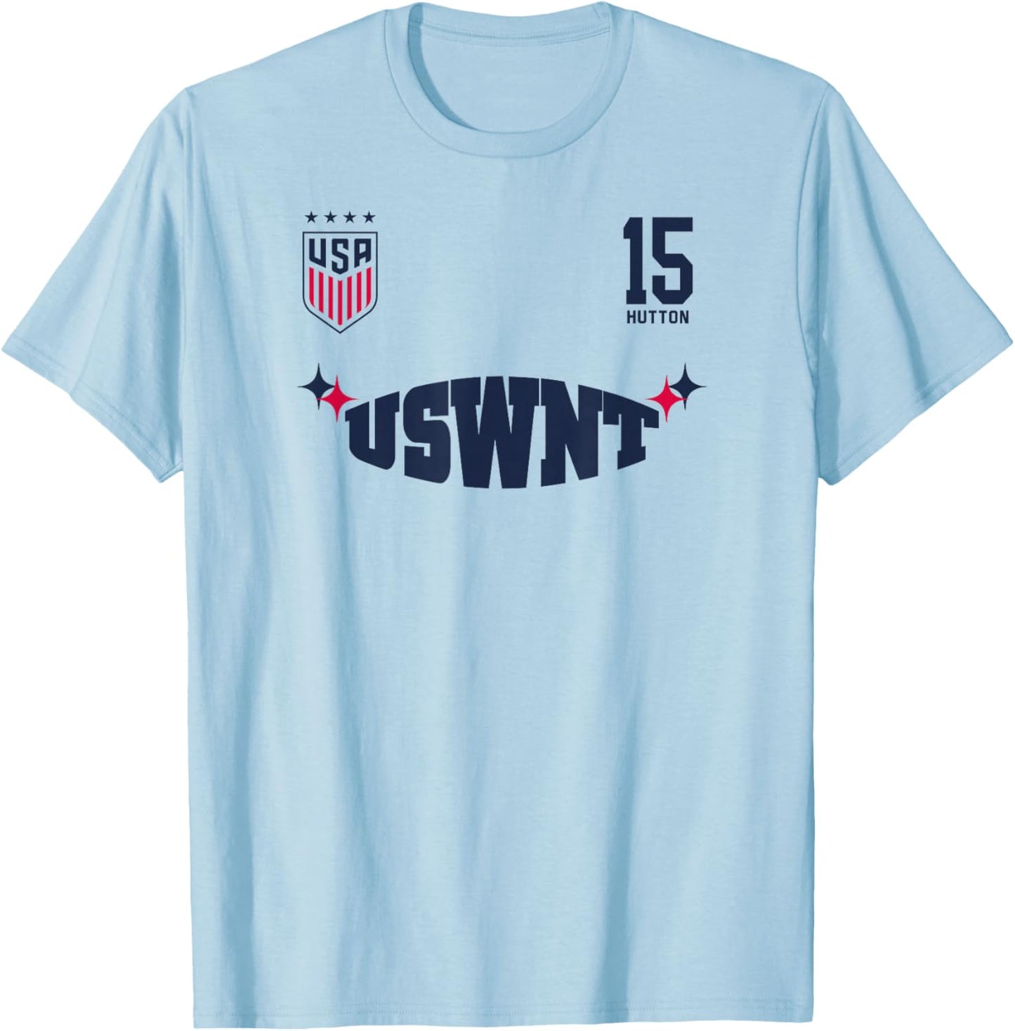 Claire Hutton 16 White USWNT Officially Licensed T-Shirt - T-Shirt | Light Blue