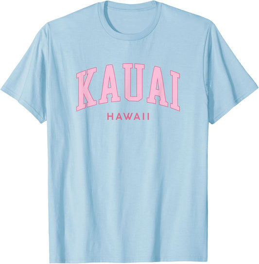 Kauai Hawaii Retro Preppy Throwback Pink Girls T-Shirt - T-Shirt | Light Blue