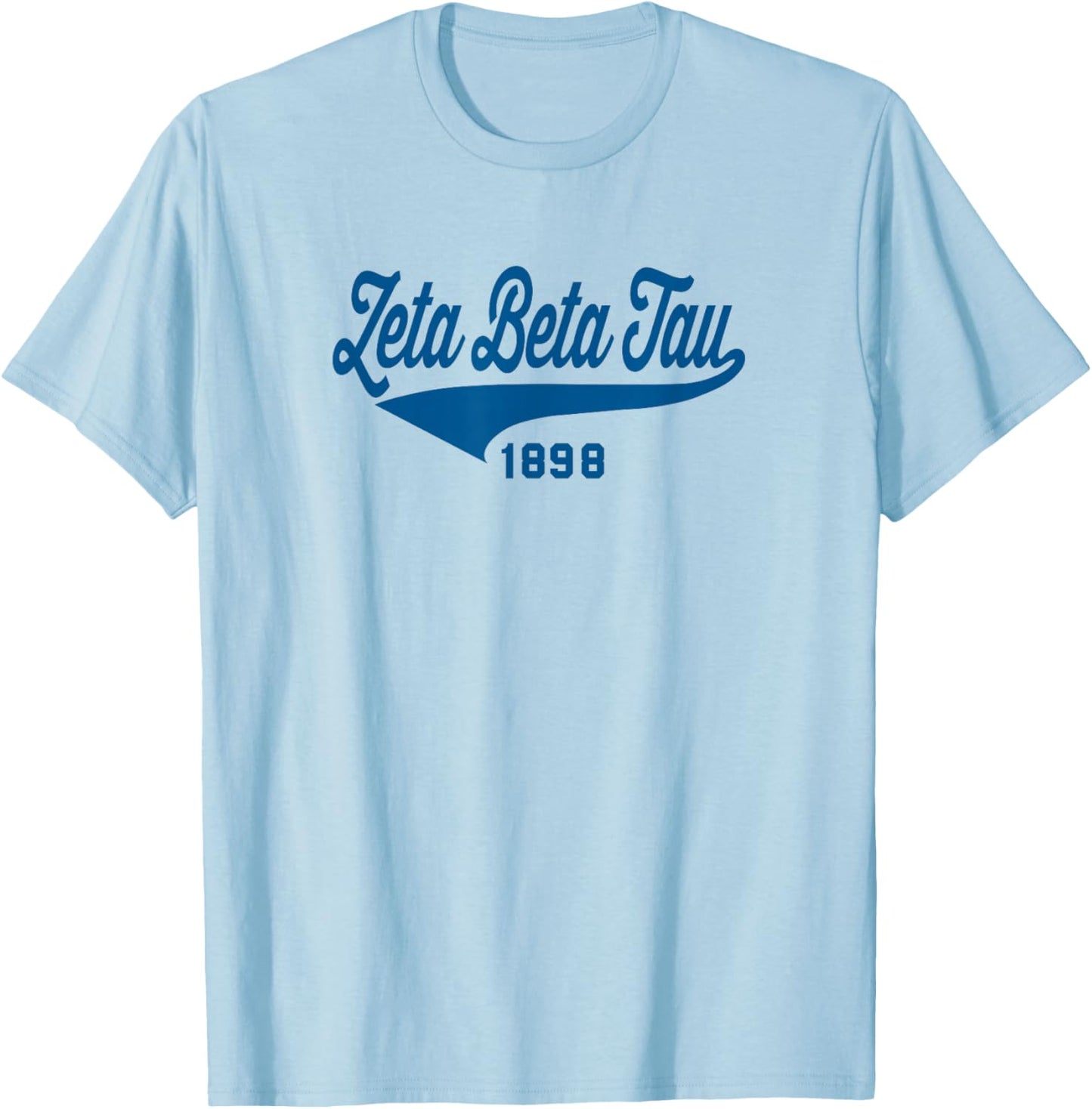 Licensed Zeta Beta Tau Navy Retro Script T-Shirt - T-Shirt | Light Blue