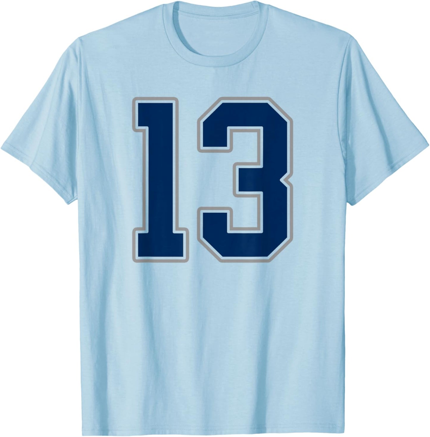 Navy Blue Silver Number 13 Jersey Player Uniform #13 T-Shirt - T-Shirt | Light Blue