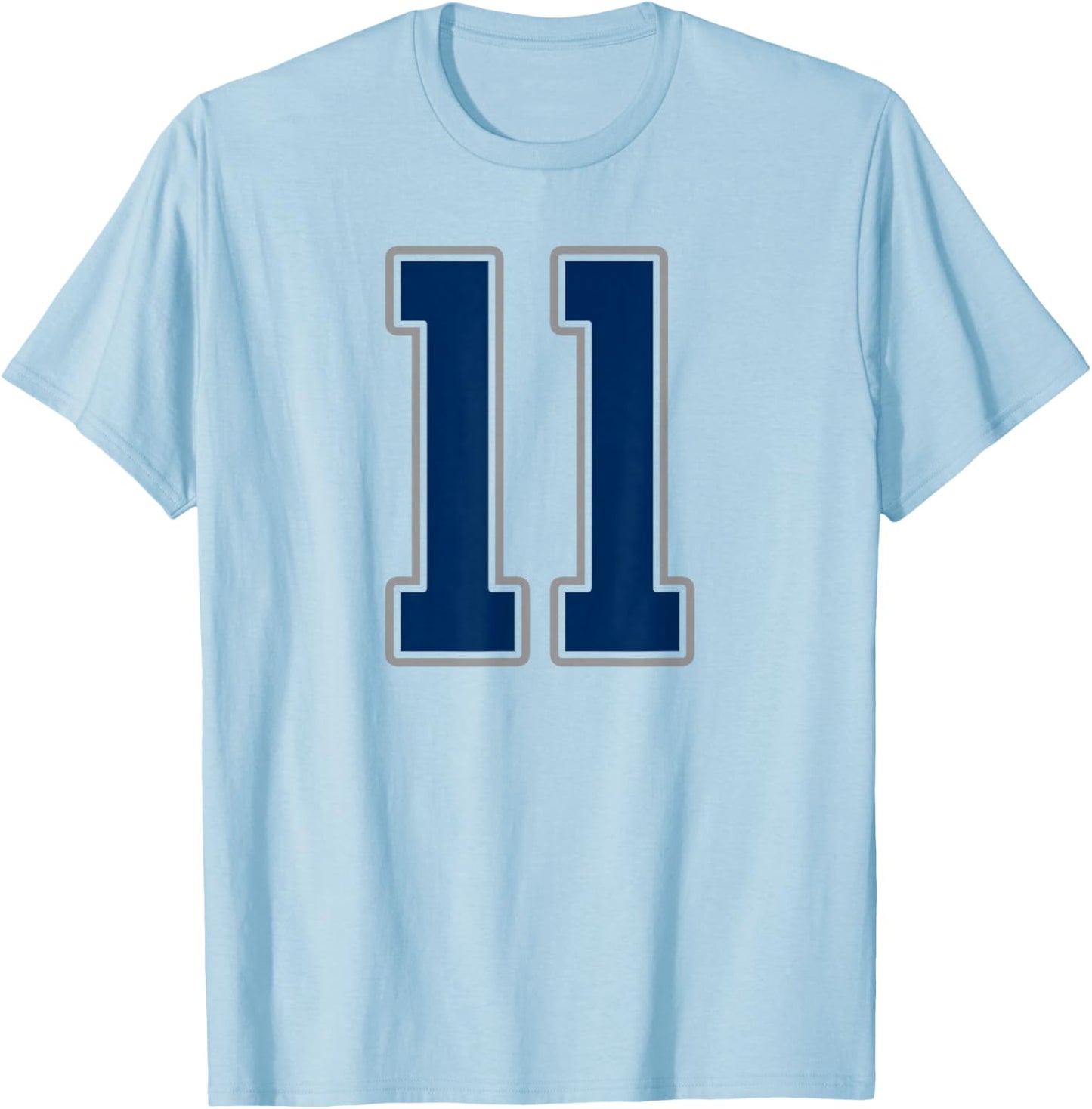 Navy Blue Silver Number 11 Jersey Player Uniform #11 T-Shirt - T-Shirt | Light Blue