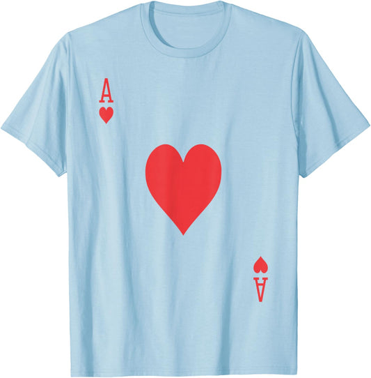 Ace of Hearts | Royal Flush Group Costume Playing Card T-Shirt - T-Shirt | Light Blue
