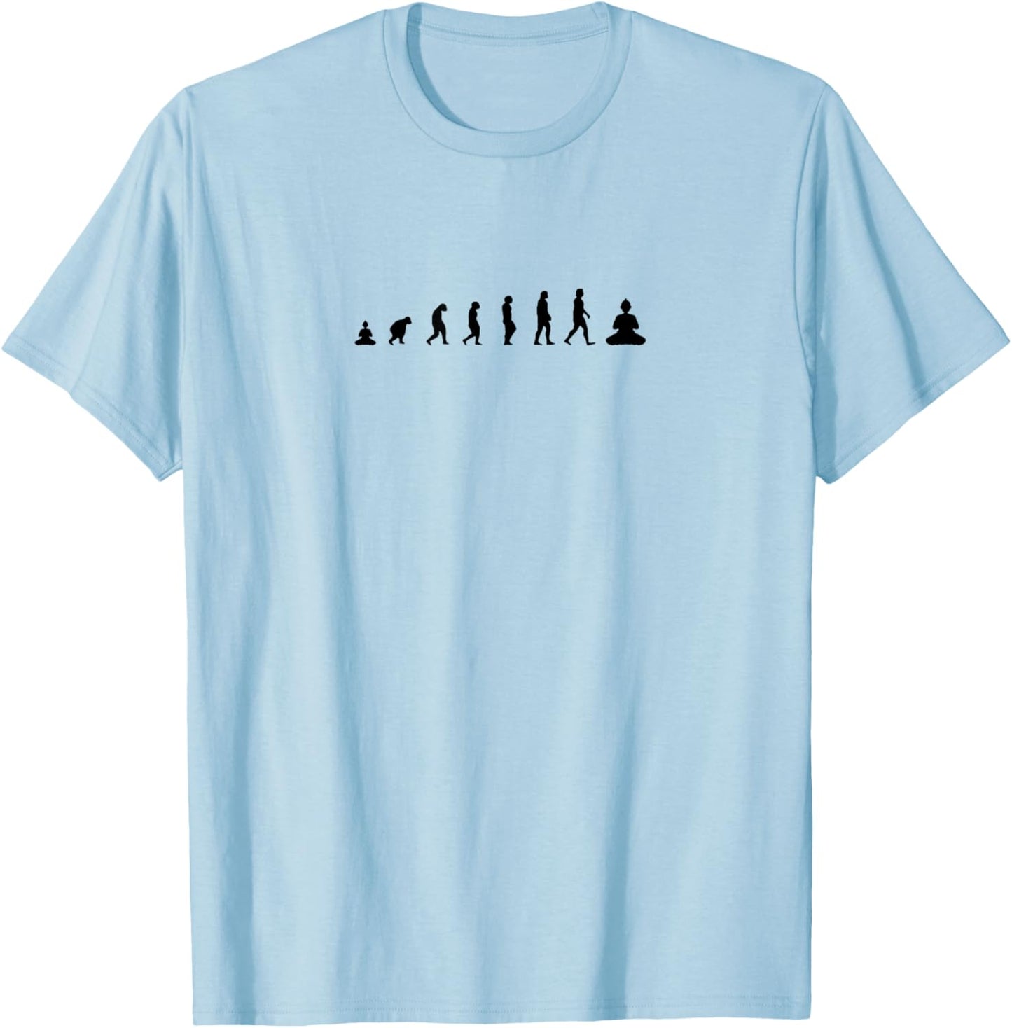 Zen Buddha Evolution Meditation Mindfulness Yoga - Funny T-Shirt - T-Shirt | Light Blue
