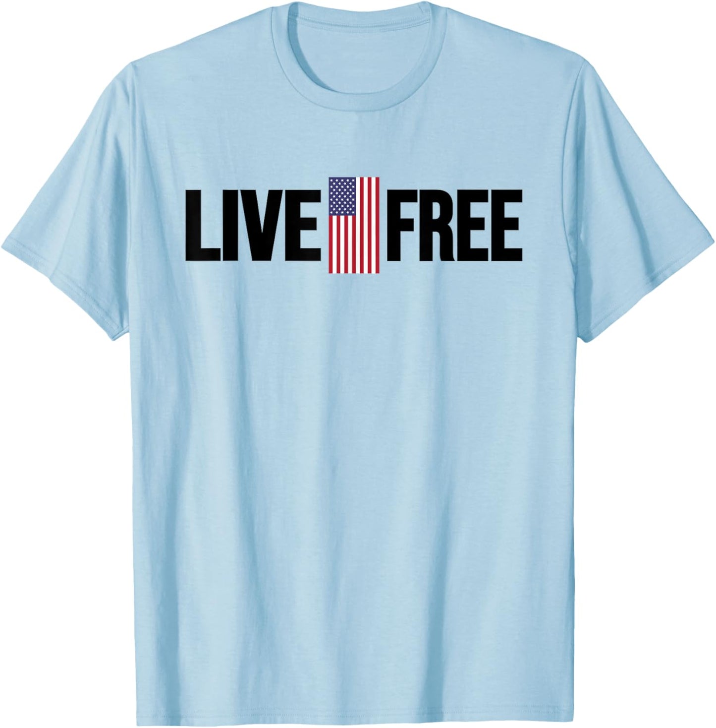 Live Free USA Flag T-Shirt - T-Shirt | Light Blue