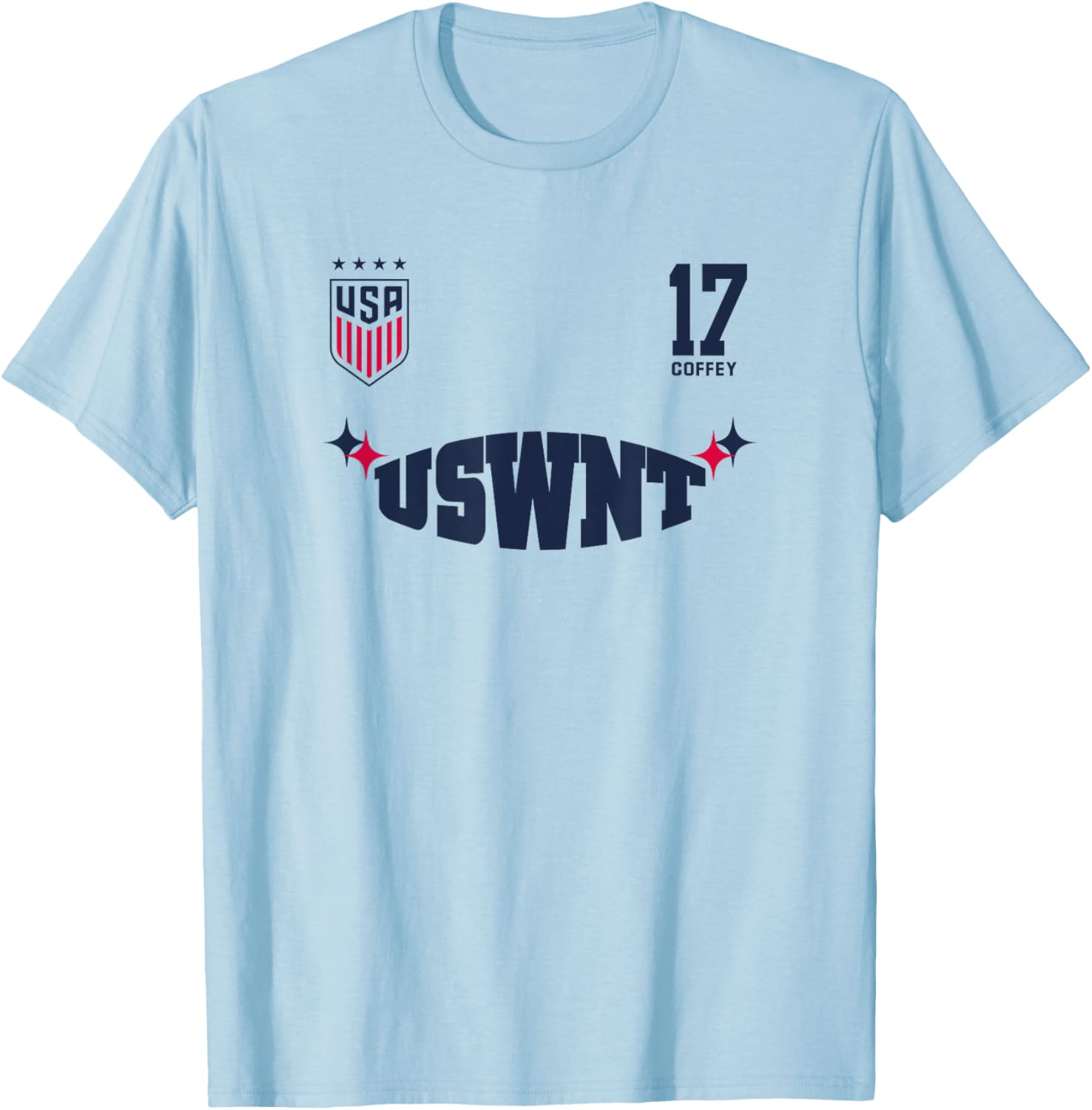 Sam Coffey 17 White USWNT Officially Licensed T-Shirt - T-Shirt | Light Blue