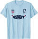 Sam Coffey 17 White USWNT Officially Licensed T-Shirt - T-Shirt | Light Blue