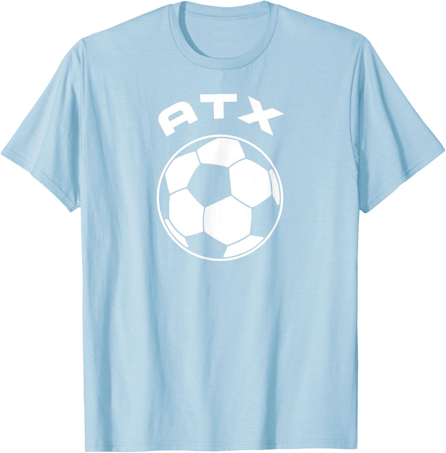 ATX/Austin TX Retro Athletic Design in White T-Shirt - T-Shirt | Light Blue