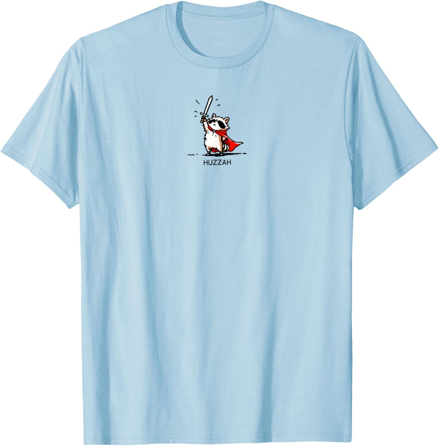 Huzzah Raccoon Knight Funny Sword Meme Quote T-Shirt - T-Shirt | Light Blue