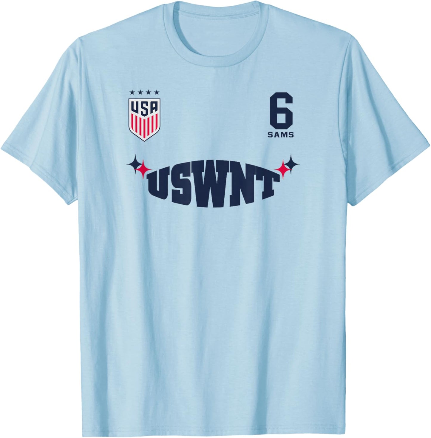 Emily SAMS 6 White USWNT Officially Licensed T-Shirt - T-Shirt | Light Blue