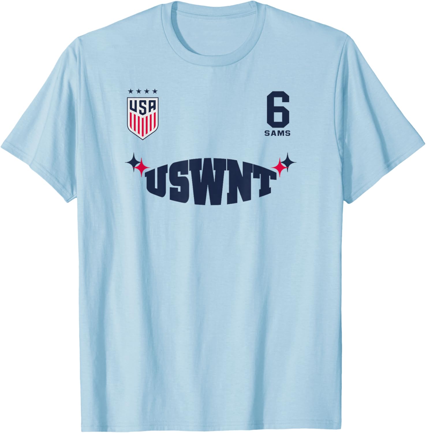 Emily SAMS 6 White USWNT Officially Licensed T-Shirt - T-Shirt | Light Blue