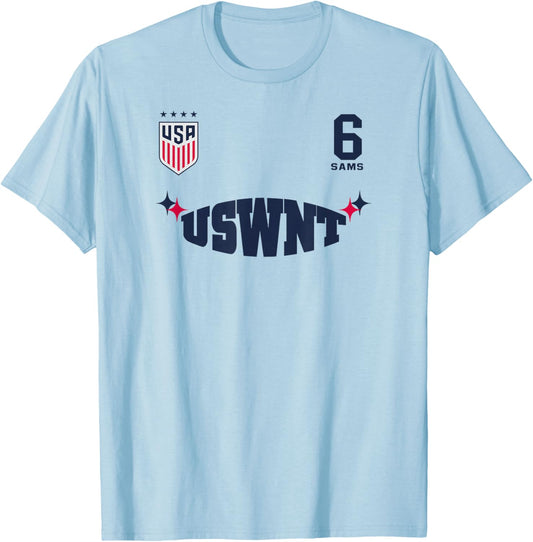 Emily SAMS 6 White USWNT Officially Licensed T-Shirt - T-Shirt | Light Blue