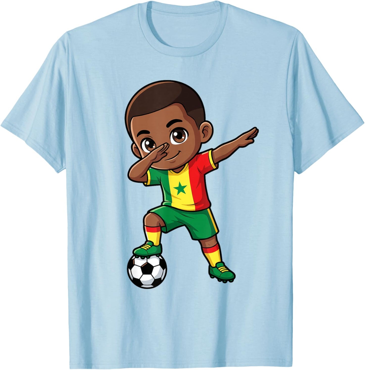 Senegal Dab Kid Cartoon Senegalese Flag for Boys Kids T-Shirt - T-Shirt | Light Blue
