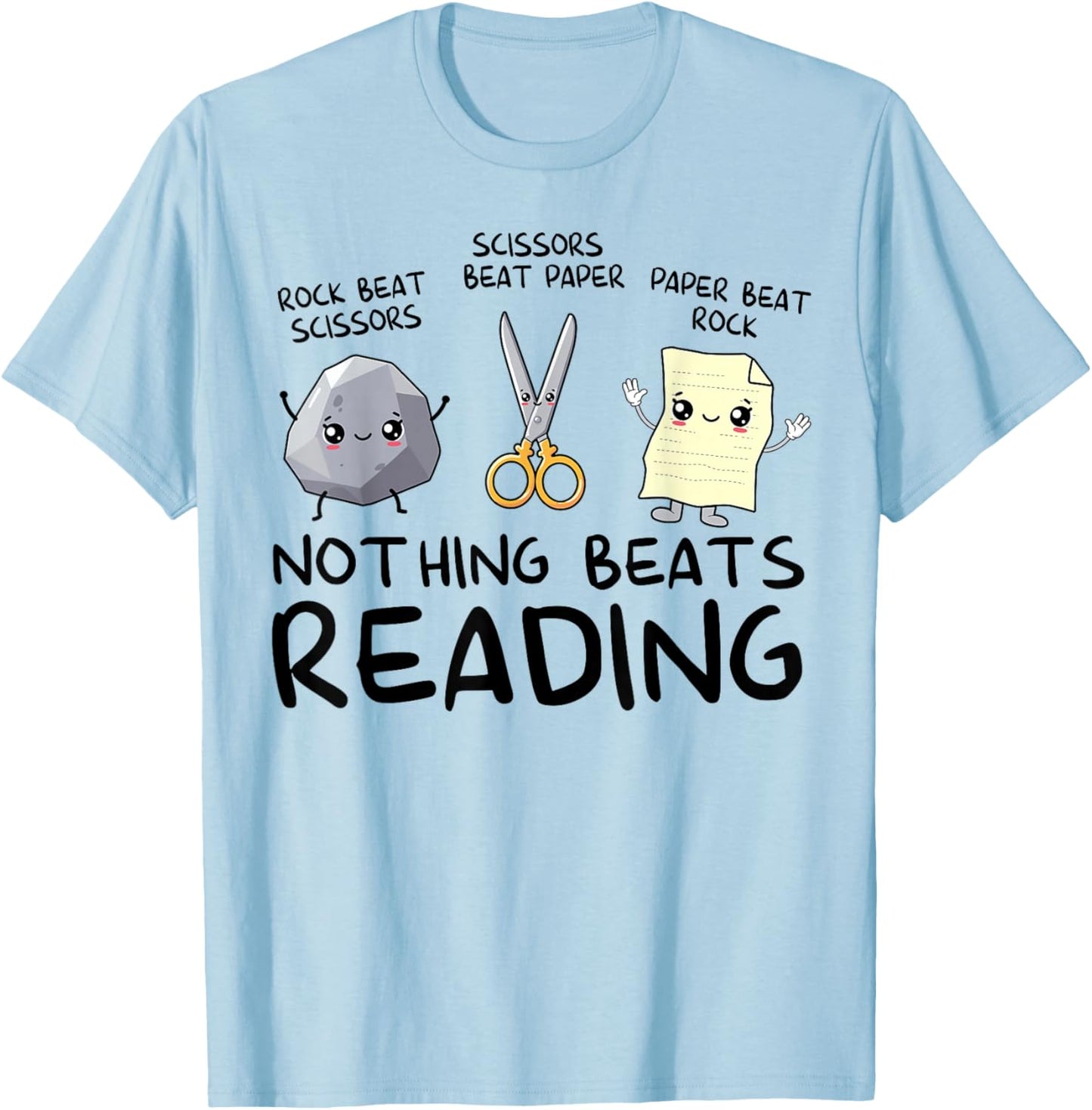 Nothing Beats Reading Teacher Kids Reading Funny Book Lover T-Shirt - T-Shirt | Light Blue