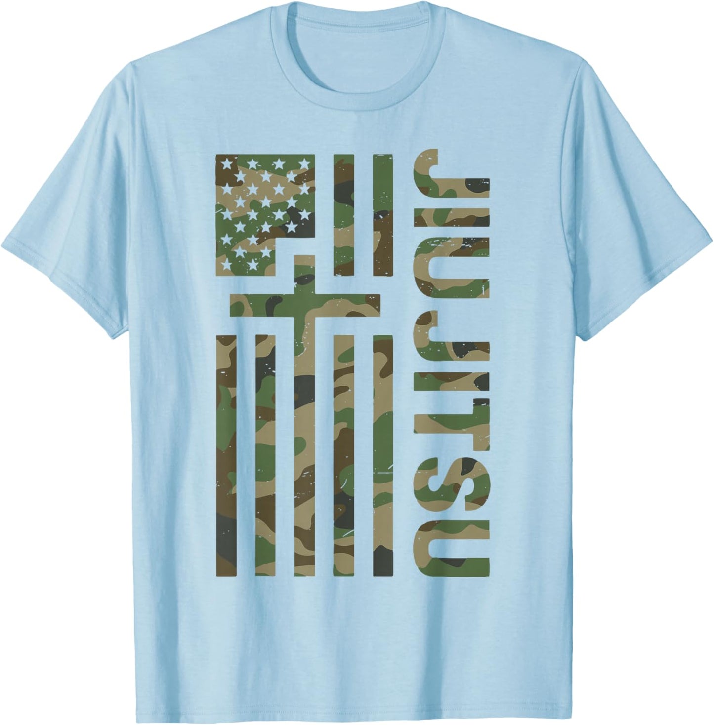 Camo Jiu Jitsu American Flag Christian Cross Jesus Teen Boys T-Shirt - T-Shirt | Light Blue