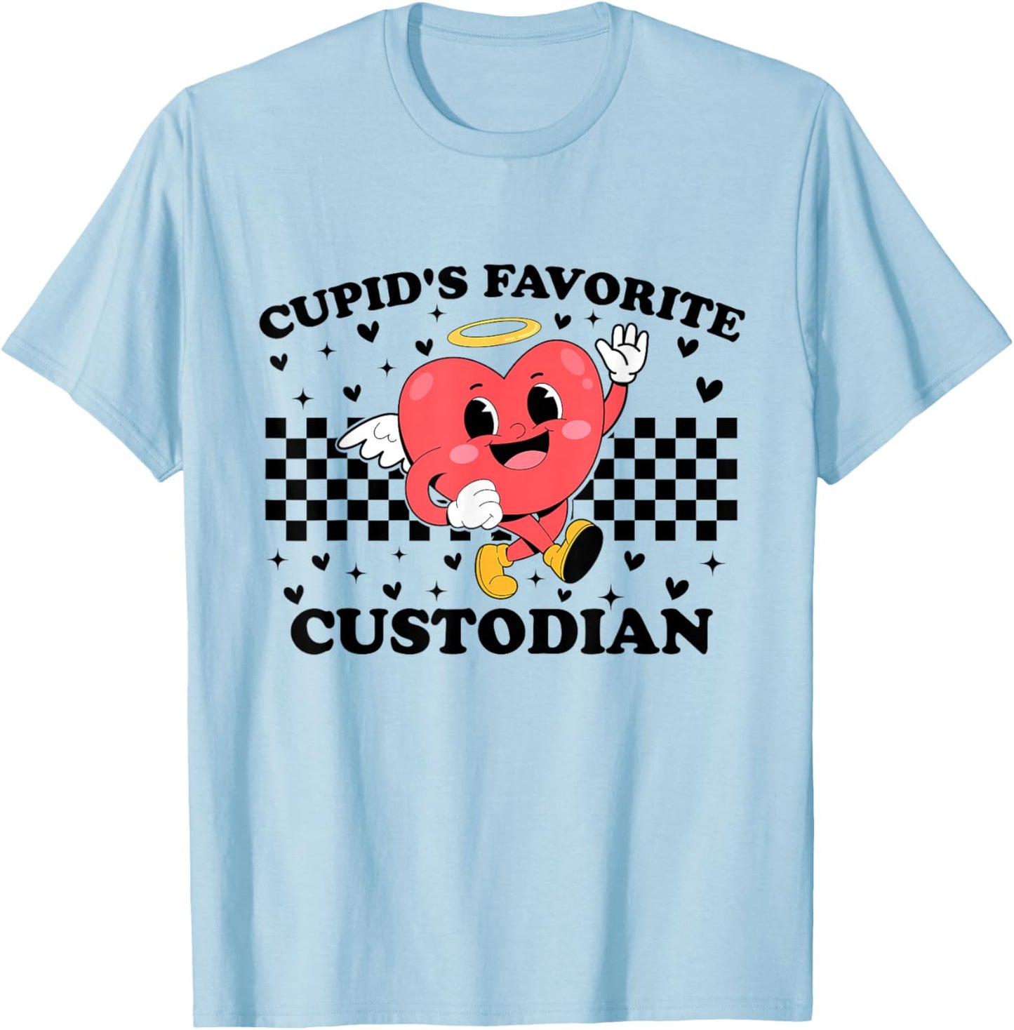 Cupid’s Favorite Custodian Valentines Funny Cupid T-Shirt - T-Shirt | Light Blue