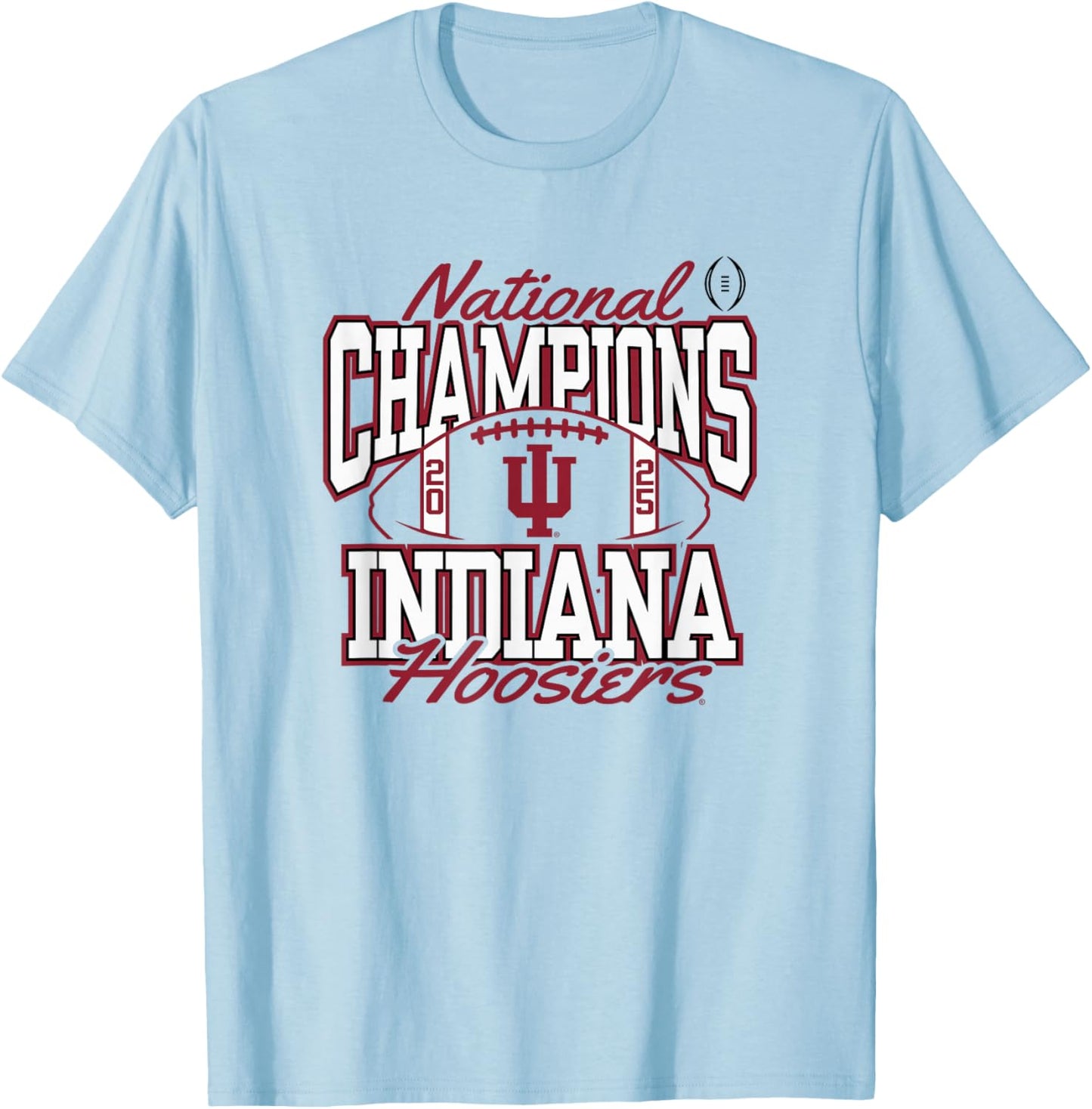 Indiana Hoosiers National Champs 2025 Football CFP Victory T-Shirt - T-Shirt | Light Blue