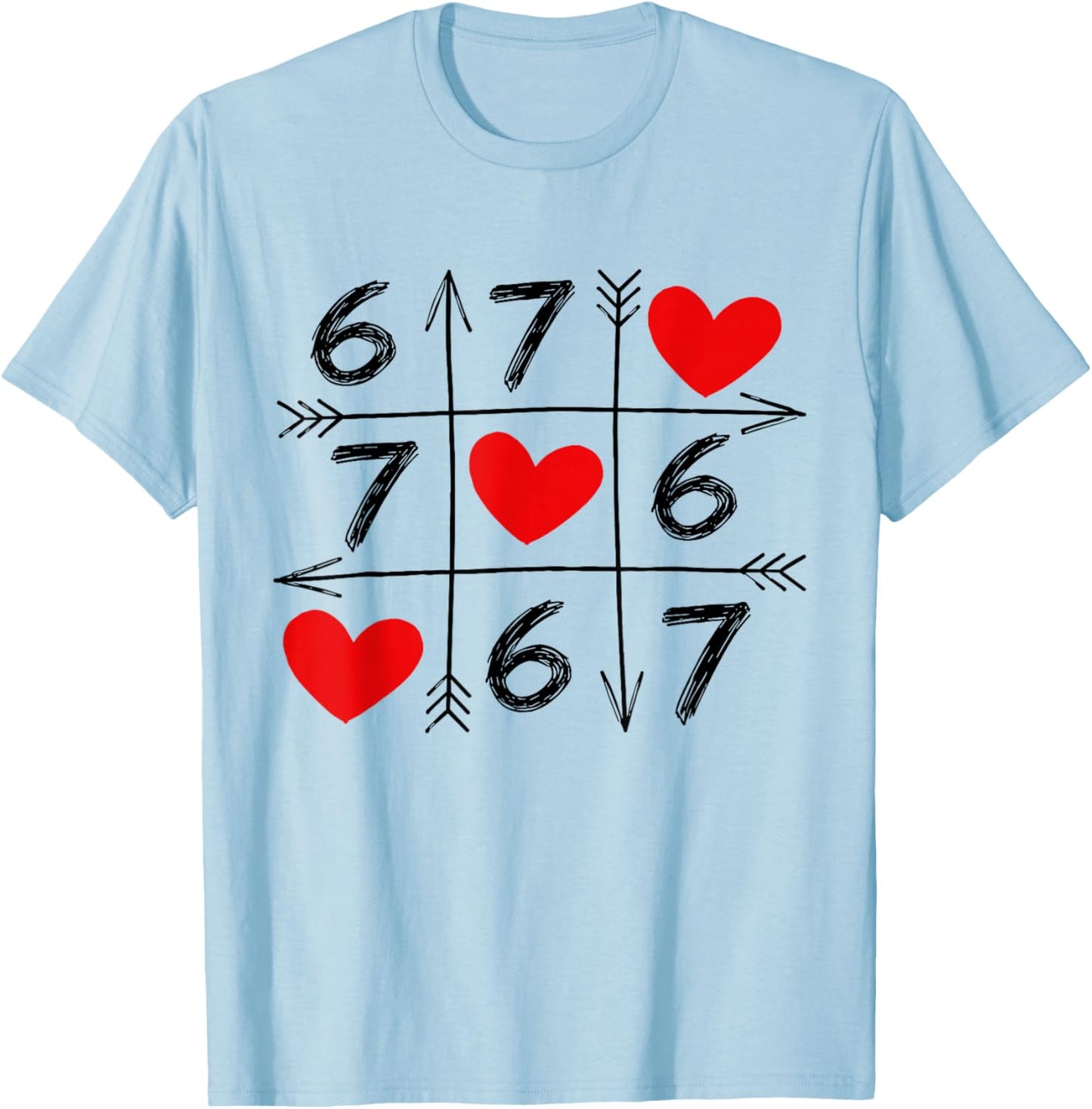 Valentine’s Day 67 Six Seven Meme Love 6 7 Heart Couple T-Shirt - T-Shirt | Light Blue
