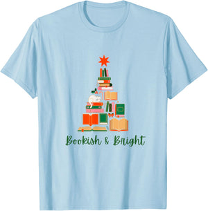 Bookish & Bright Holiday T-Shirt - T-Shirt | Light Blue