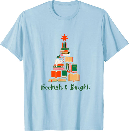 Bookish & Bright Holiday T-Shirt - T-Shirt | Light Blue