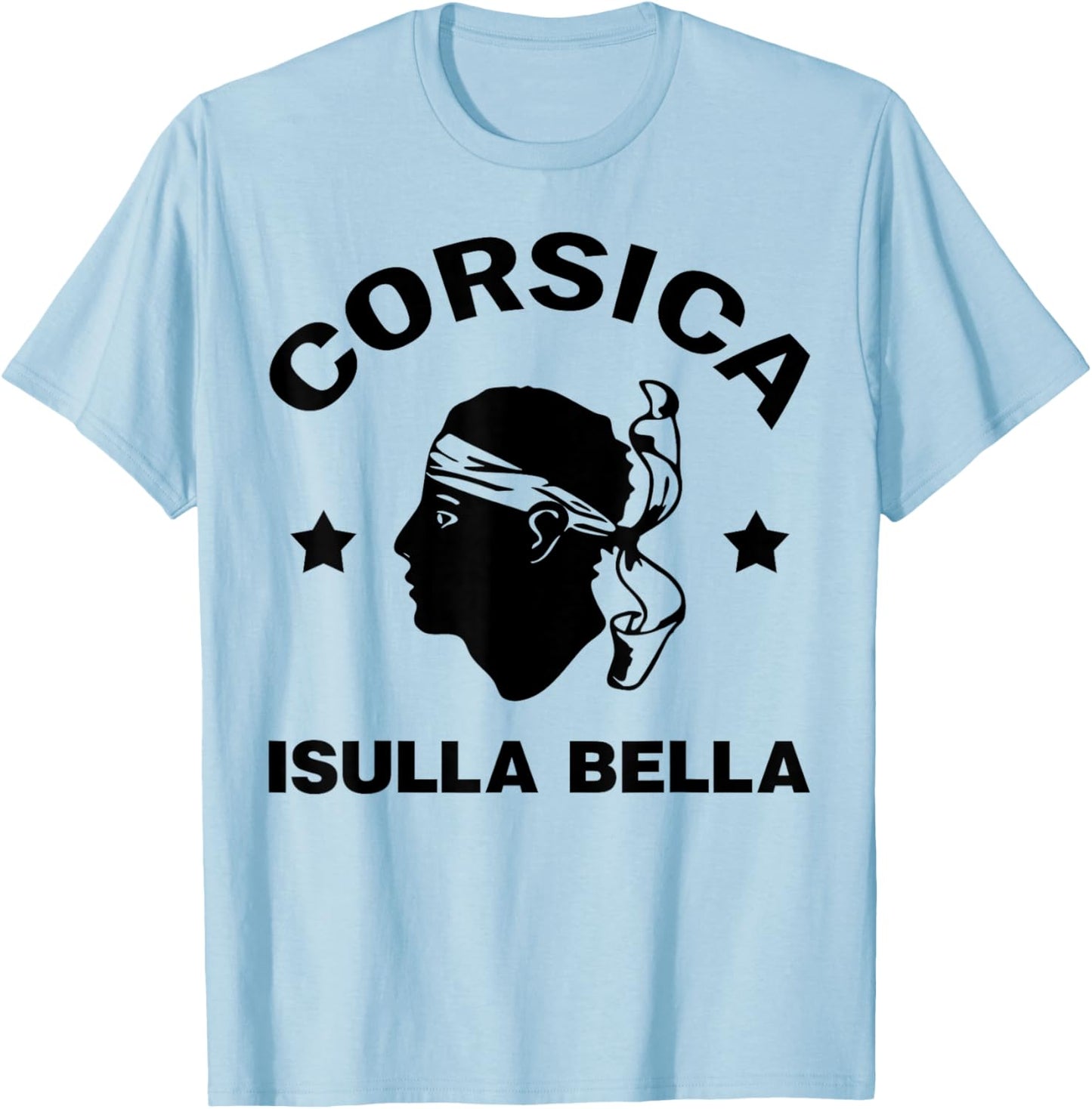 Corsica Island France Isula Bella with Pirate Head Corsica T-Shirt - T-Shirt | Light Blue